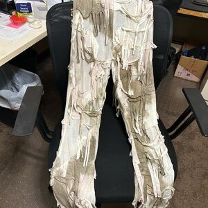 Unique Distressed Fringe Pants
